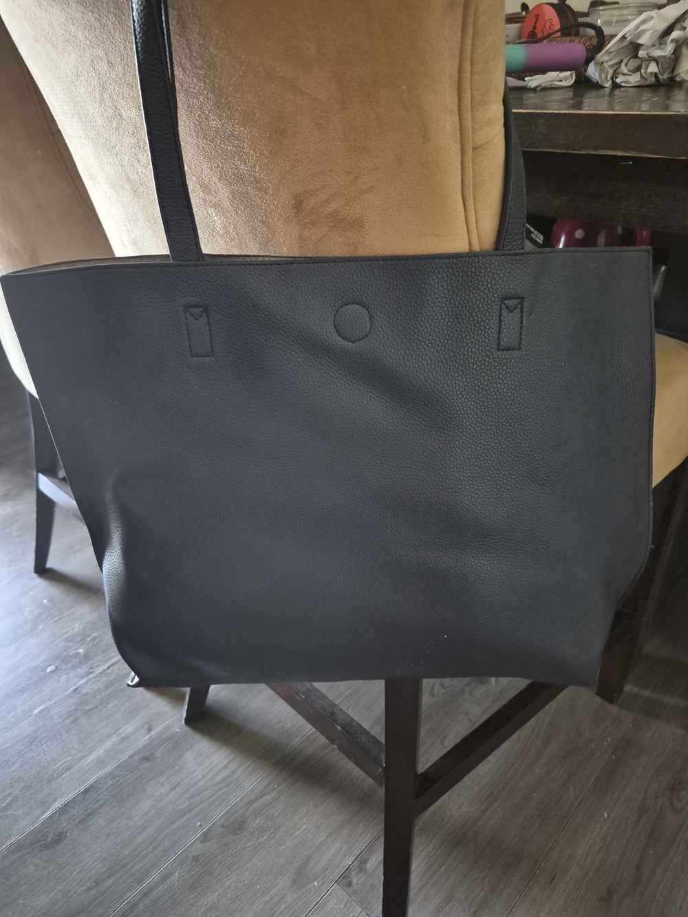 Everyday Black Pebbled Leather Crossbody Tote